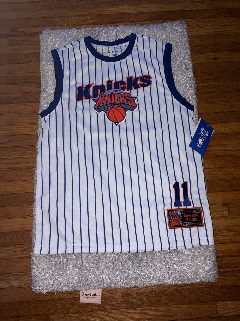 NBA New York Knicks White & Blue Pinstripe Jersey